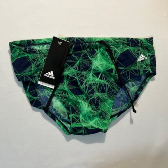 adidas Size "30" Men's Supernova Infinitex Plus Swim Brief - Green/Navy/White - Picture 6 of 8